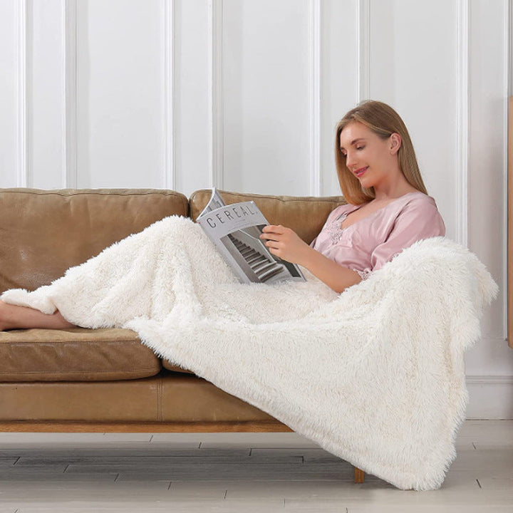 Faux Fur Snuggle Throw Blanket