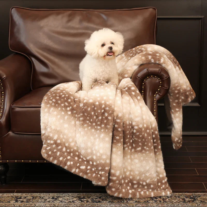 Deer Print Faux Fur Winter Blanket