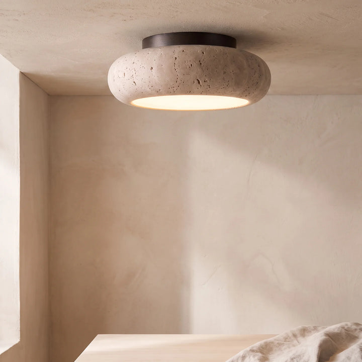 Petrō™ | Travertine-Look Plafondlamp Natuursteen Sfeer