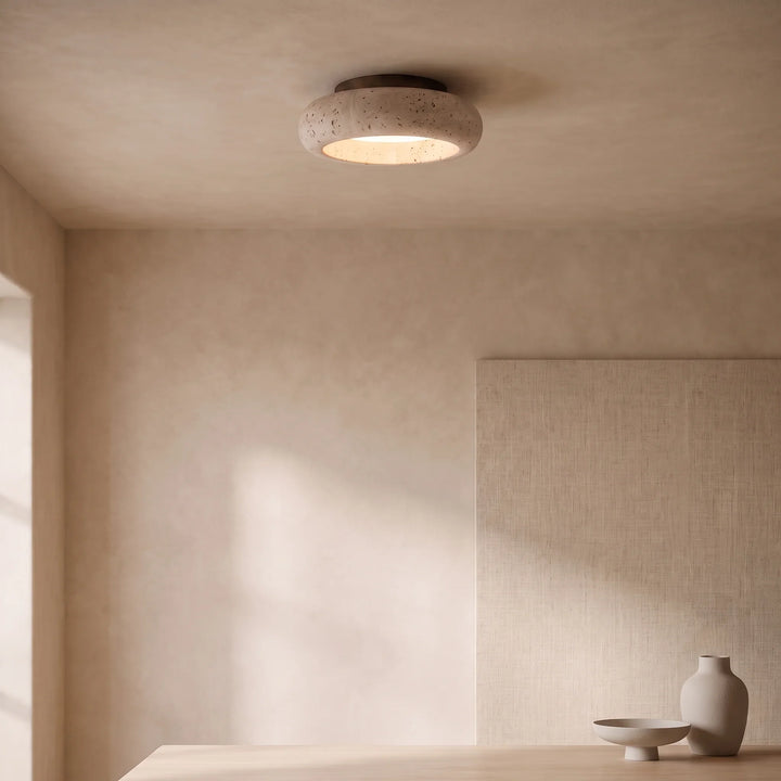 Petrō™ | Travertine-Look Plafondlamp Natuursteen Sfeer