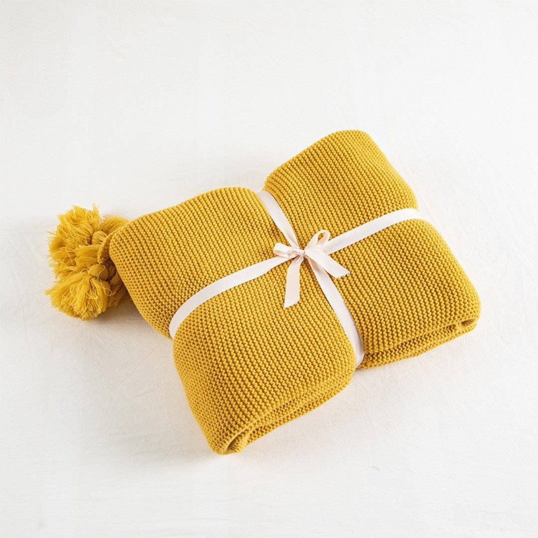 Golden Mustard Knit Throw Blanket