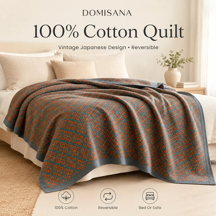 100% Cotton Quilt - Vintage Japanese Design Reversible