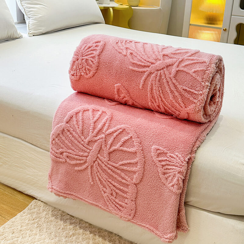 Plush Blanket with Butterfly Embossing