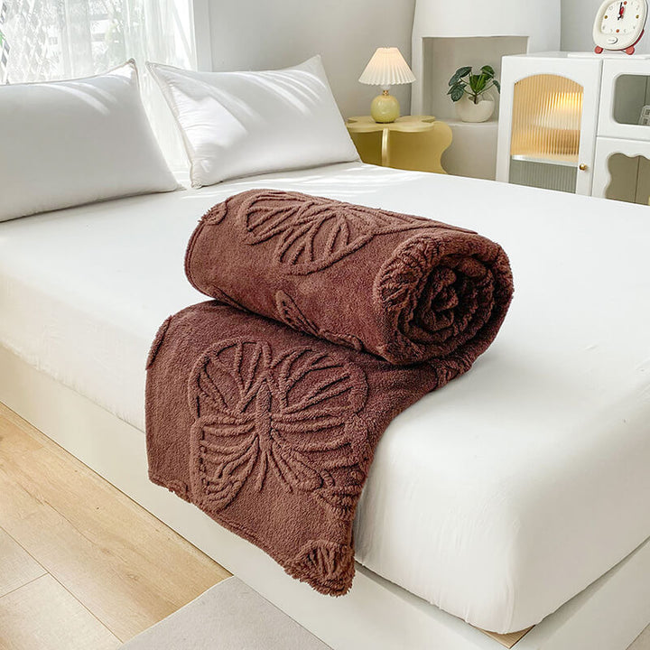 Plush Blanket with Butterfly Embossing