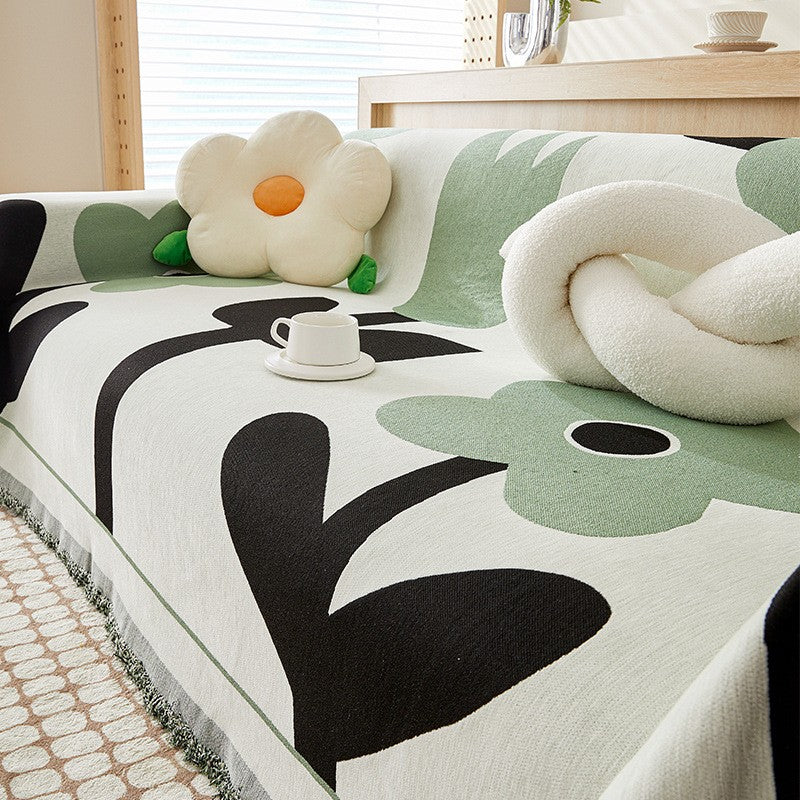 Anti-Scratch Couch Cover - Premium Chenille with Floral Pattern