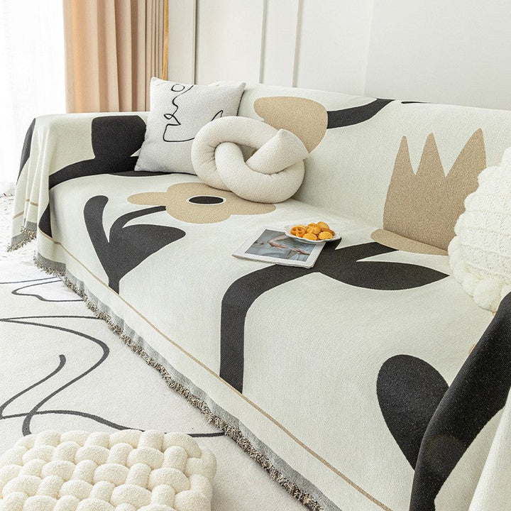 Anti-Scratch Couch Cover - Premium Chenille with Floral Pattern