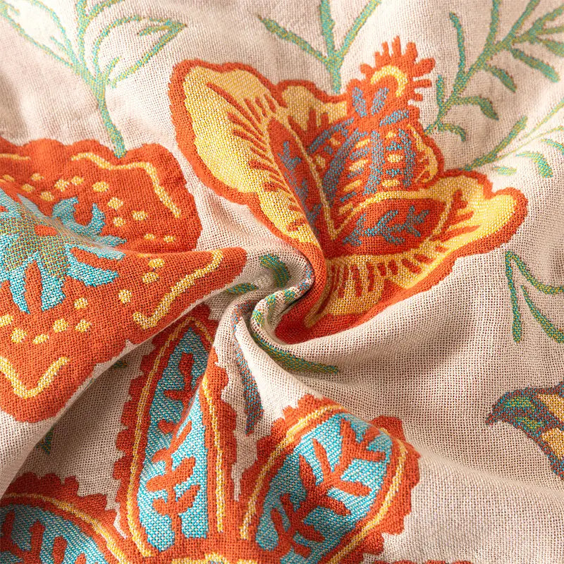 Bohemian Bloom Cotton Couch Cover Blanket