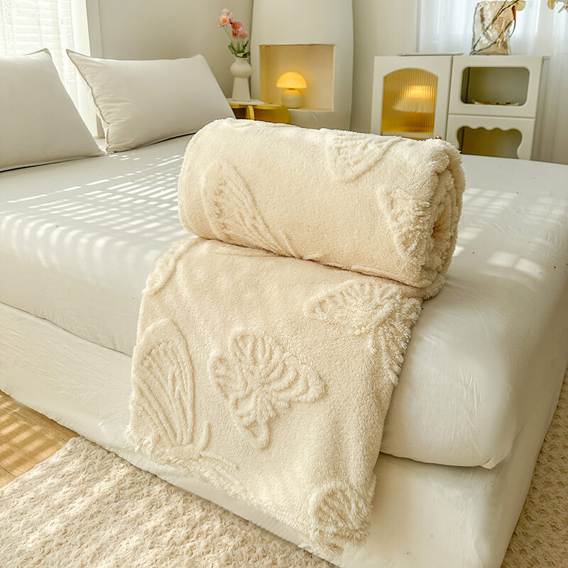 Plush Blanket with Butterfly Embossing