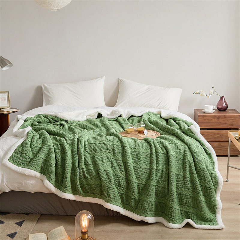 Cable Knit Sherpa Blanket - Cotton Throw