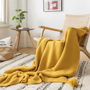 Saffra™ Mustard Knit Throw