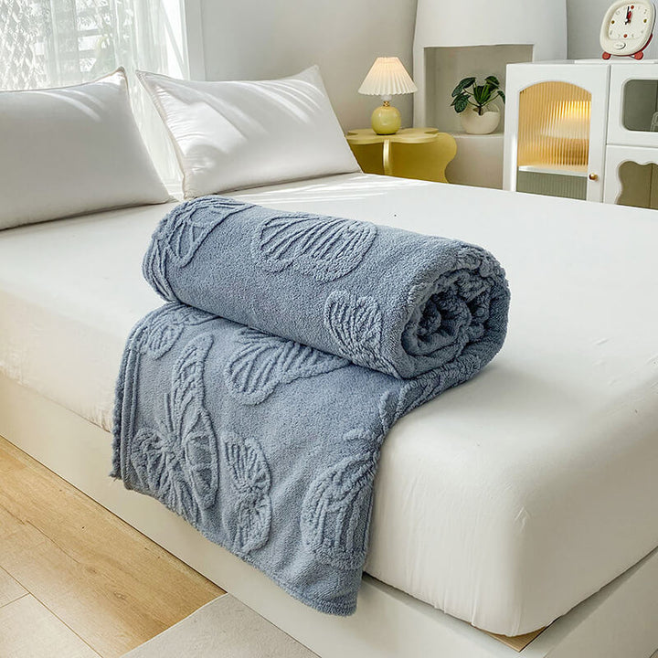 Plush Blanket with Butterfly Embossing