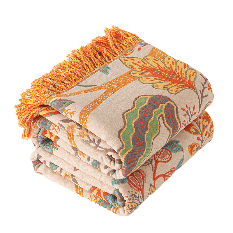 Bohemian Bloom Cotton Couch Cover Blanket