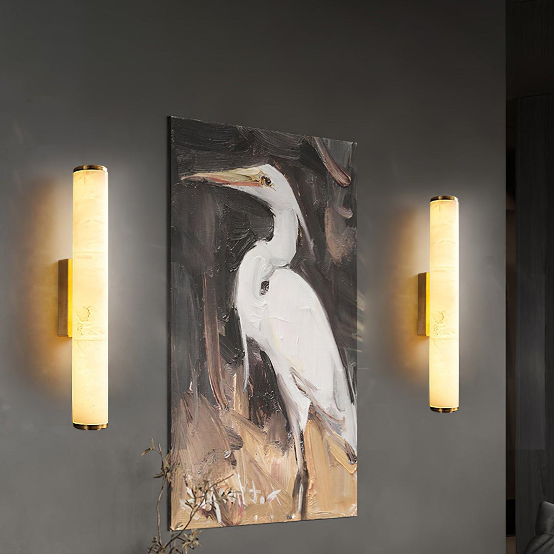 Wandlamp Met Alabasterkolom En Wandmontage