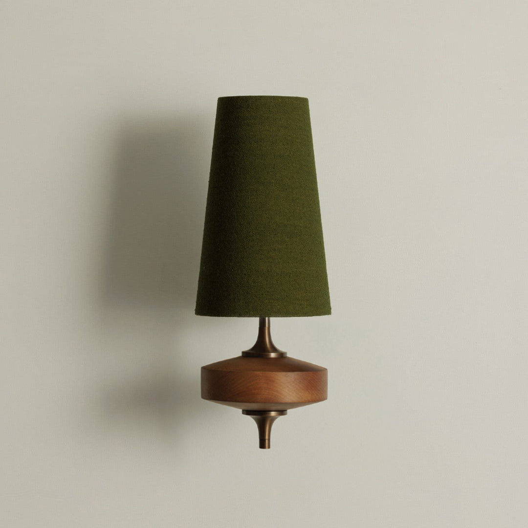 Wandlamp Met Stoffen Kap En Houten-effect Armatuur