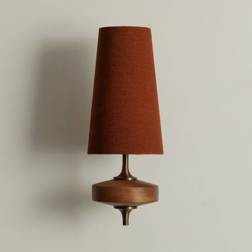 Wandlamp Met Stoffen Kap En Houten-effect Armatuur
