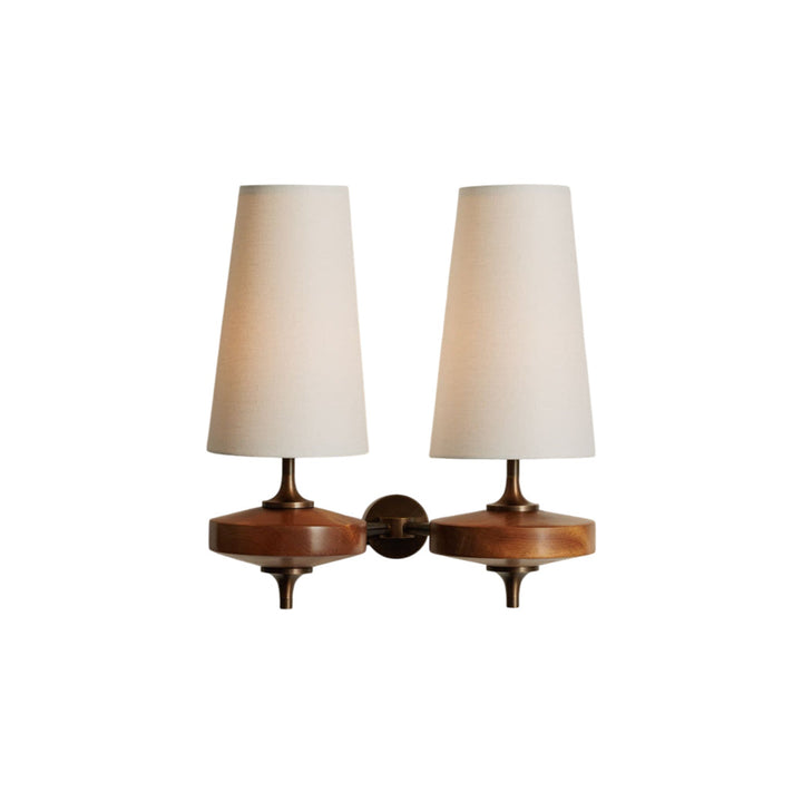 Wandlamp Met Stoffen Kap En Houten-effect Armatuur