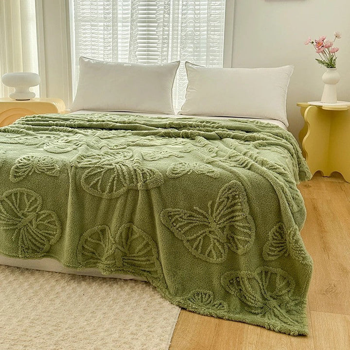 Plush Blanket with Butterfly Embossing