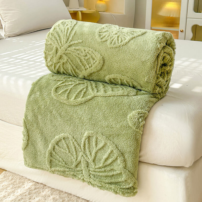 Plush Blanket with Butterfly Embossing